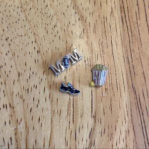 Origami Owl Football Mom Popcorn Black Running Shoe Charm Set NWOT